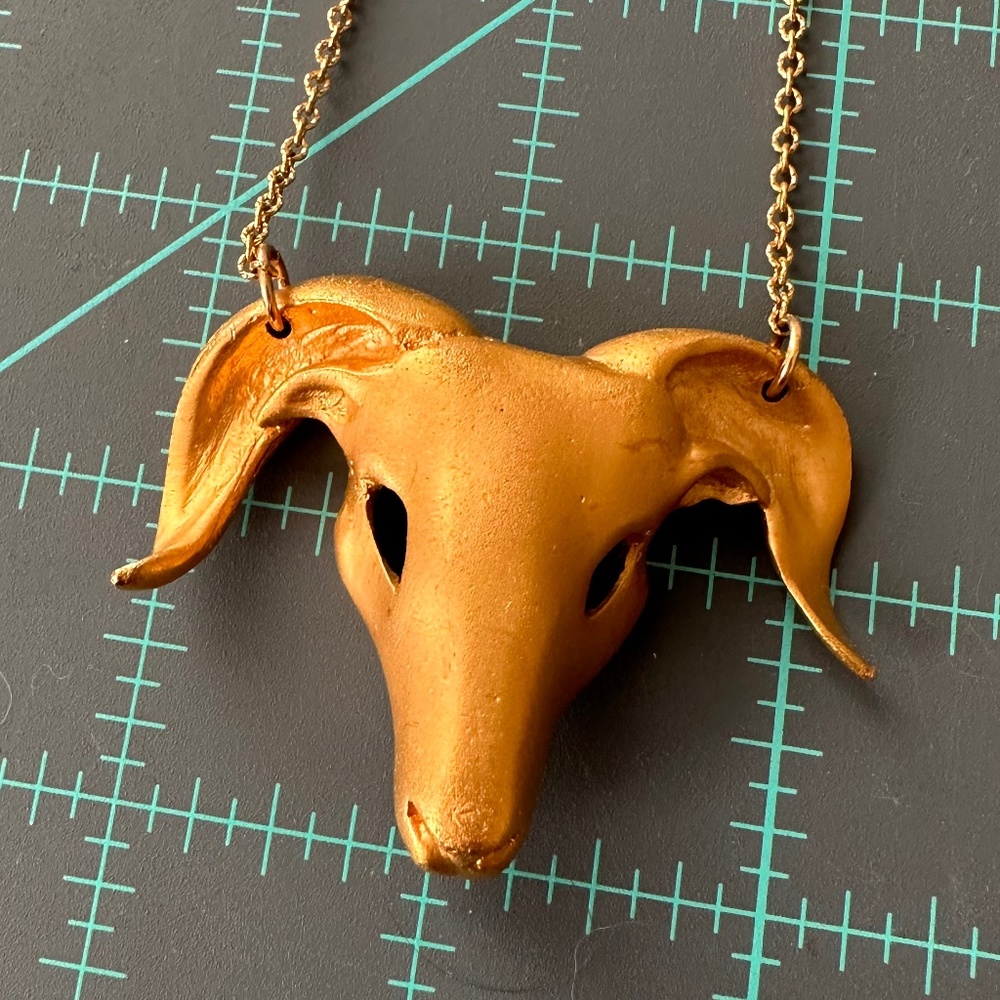 f. is for frank ram's head necklace